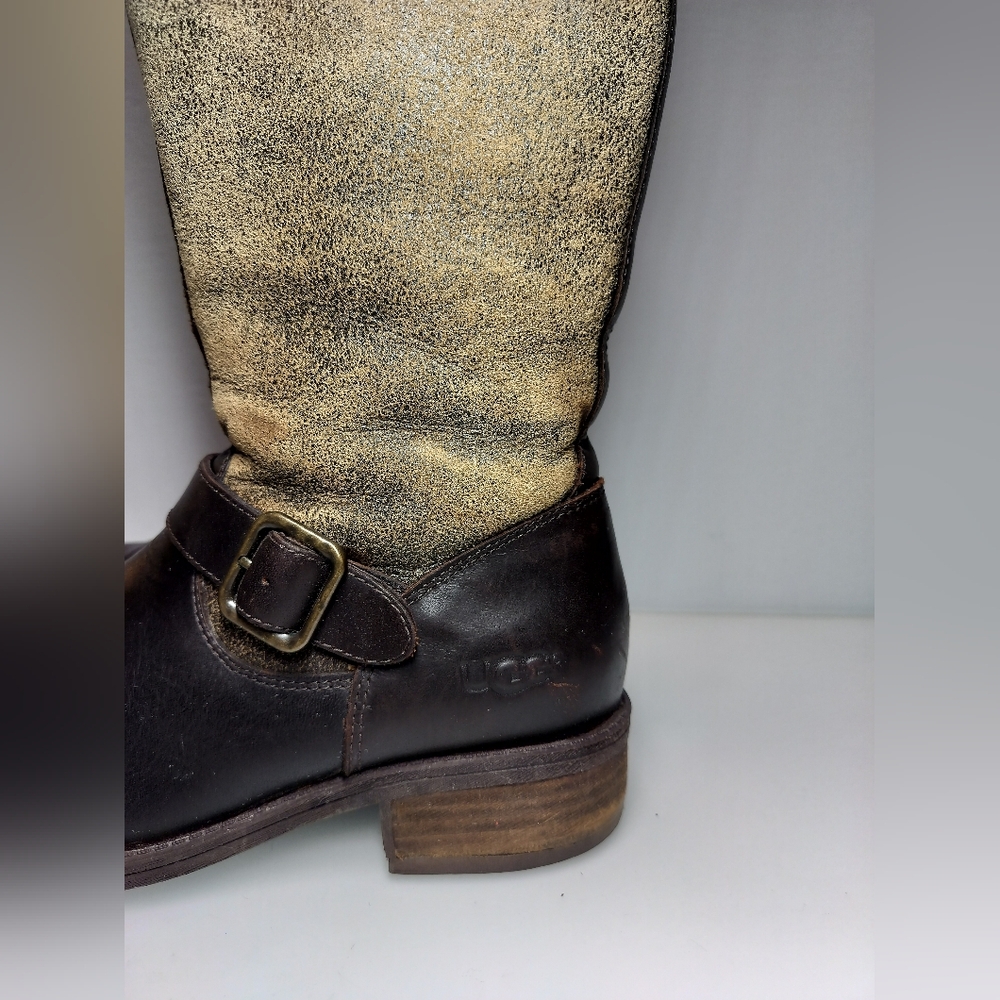 UGG Australia Chancery Water Resistant Shearling Lines Brown Leather Boots S 7.5 - Picture 6 of 16